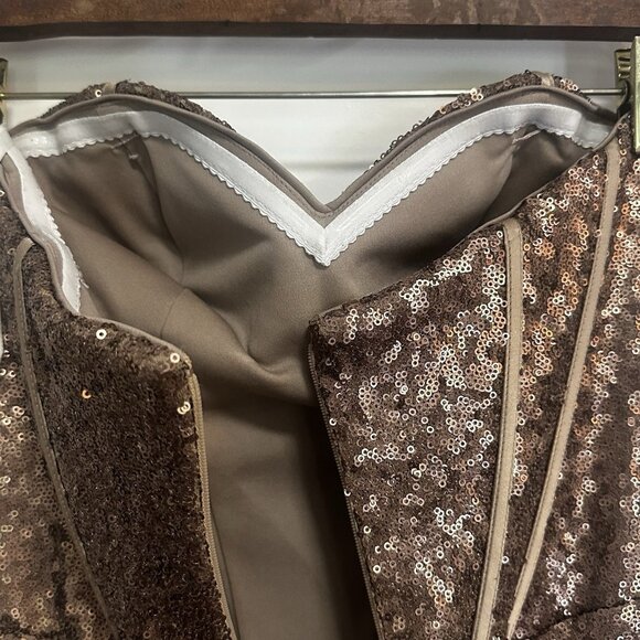 NWT Alyce Paris Formal Gown Dress Sequin Bronze Strapless Prom Pageant Wedding - Picture 12 of 16